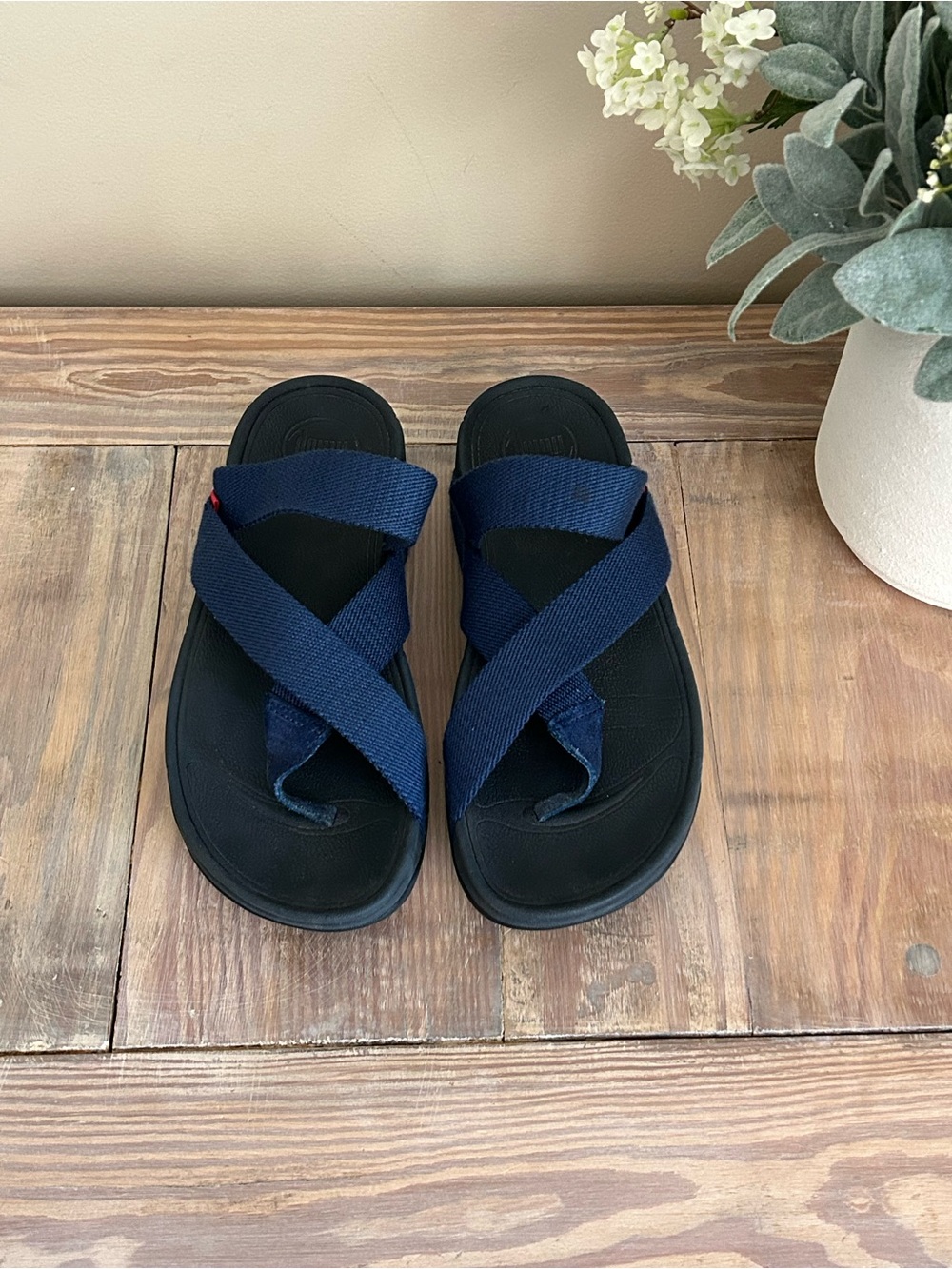 Fitflop Men’s Navy Blue F-Mode Go Webbing Sling Sandals ☀️